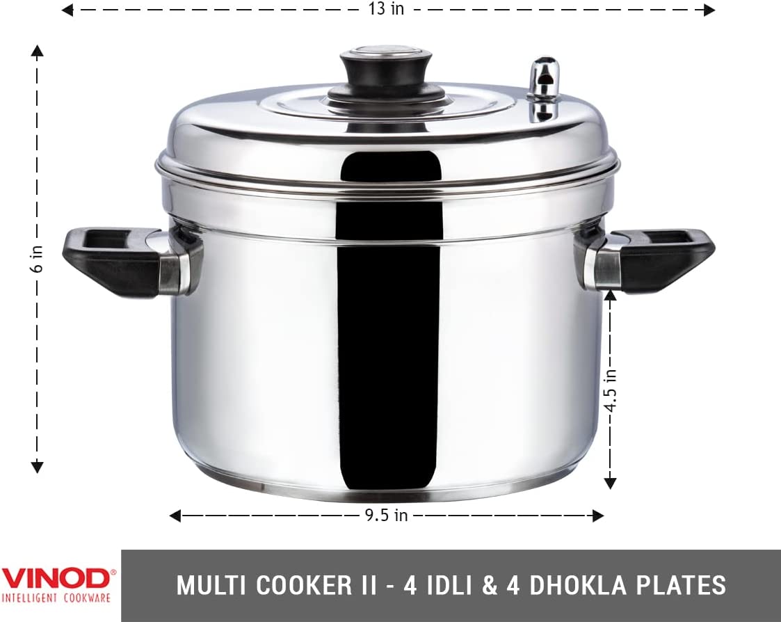Vinod Stainless Steel Multi Cooker (4 x Idli Plates and 4x Dhokla Plates)- 4 Rack