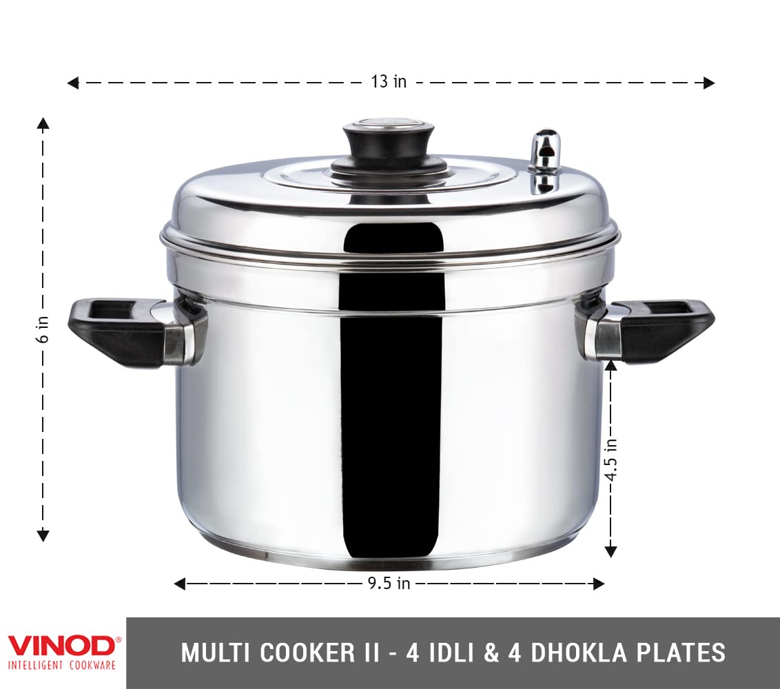 Vinod Stainless Steel Multi Cooker (4 x Idli Plates and 4x Dhokla Plates)- 4 Rack